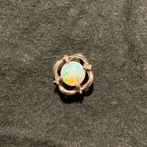 Lab opal, CZ and sterling silver pendant